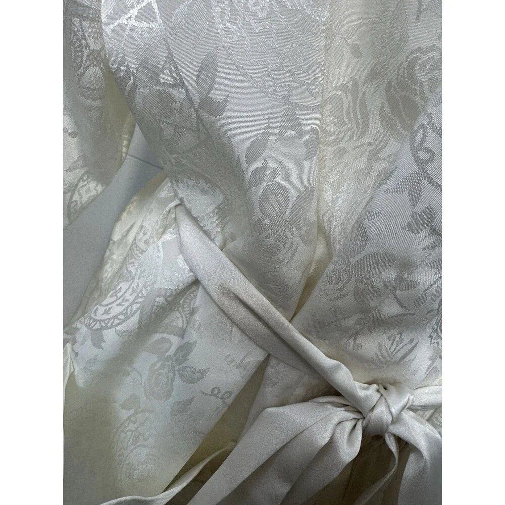 Vintage Long Womens Robe Ivory Victoria Secret Gold Label Bridal Pockets Sz M/L